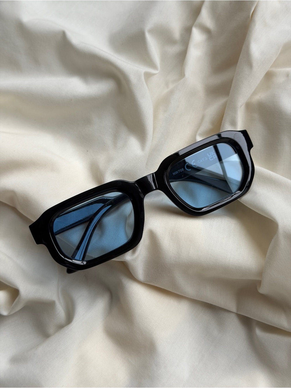 Classic Black Frame Sunglasses with Blue Lenses - Men Accessories
